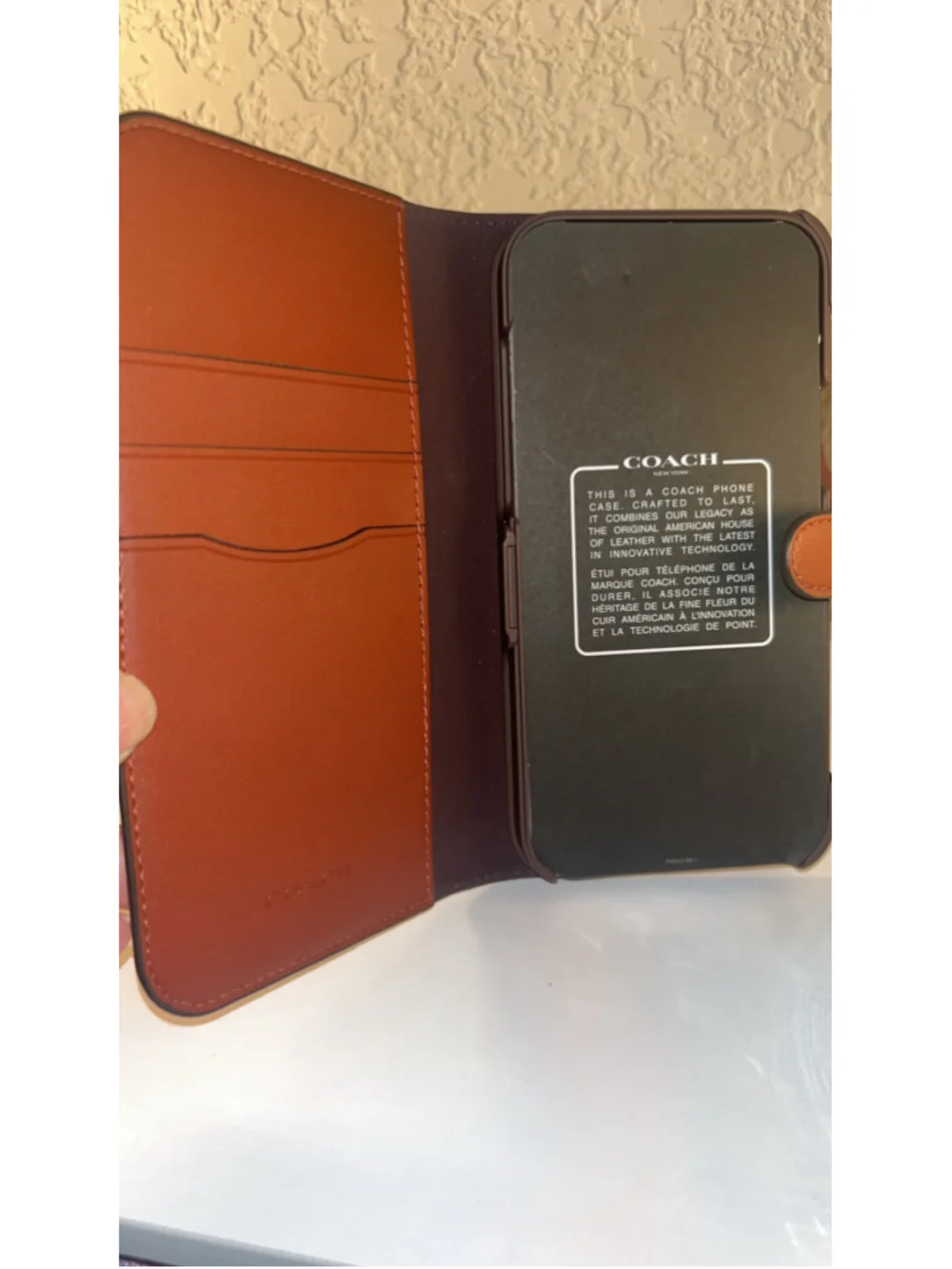Coach Brown Signature Canvas Phone Wallet with Tan/Brown Trim